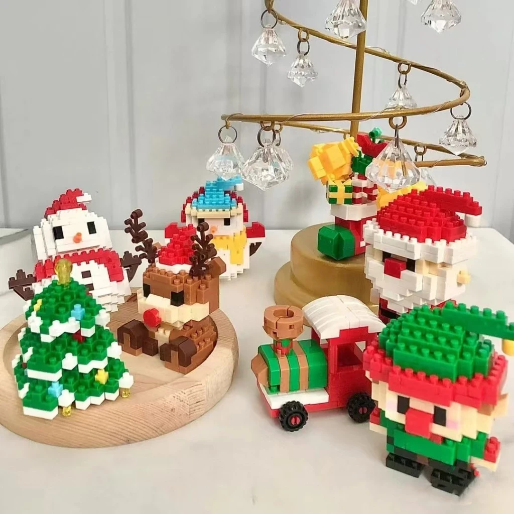 Bloques de construcción apilables de Navidad, bloques de construcción de muñeco de nieve, regalo educativo, juguetes navideños de nanobloques para bebés