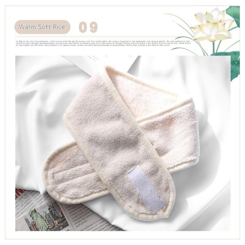 Banda para el cabello con velcro de terciopelo coral de color sólido para maquillaje