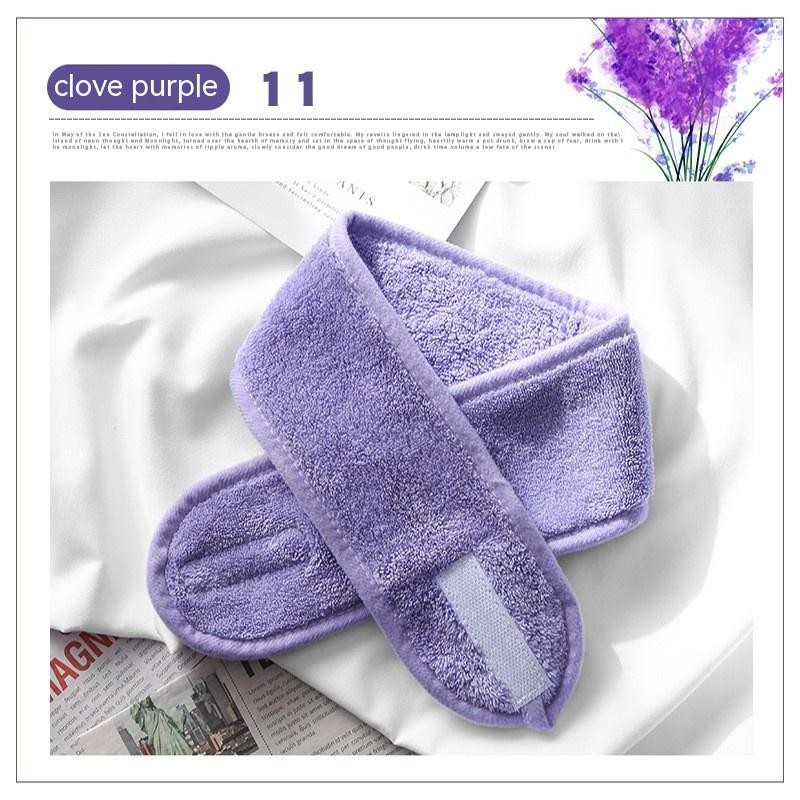 Banda para el cabello con velcro de terciopelo coral de color sólido para maquillaje