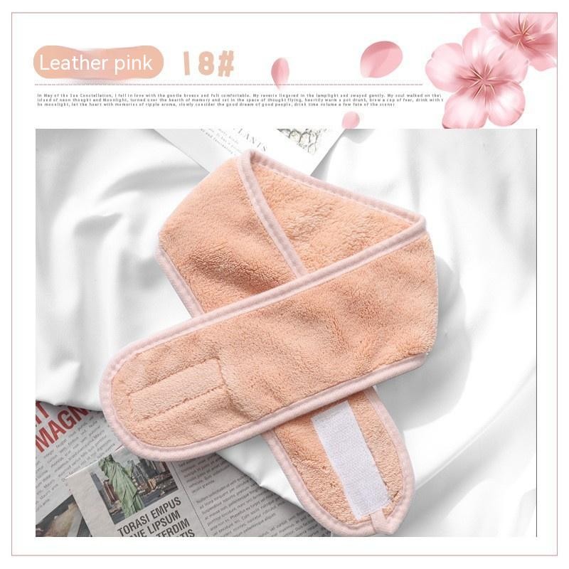 Banda para el cabello con velcro de terciopelo coral de color sólido para maquillaje