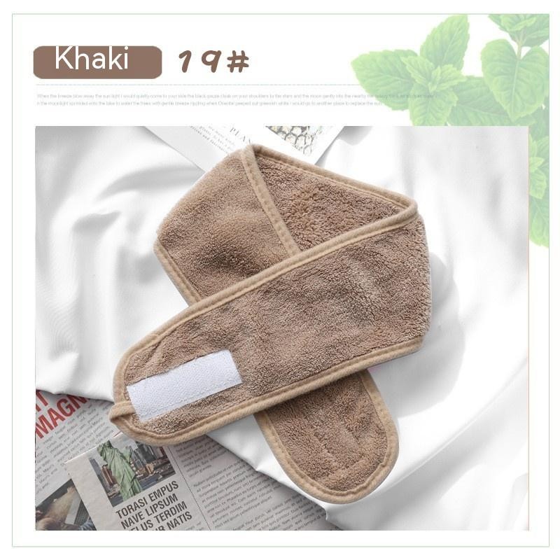 Banda para el cabello con velcro de terciopelo coral de color sólido para maquillaje