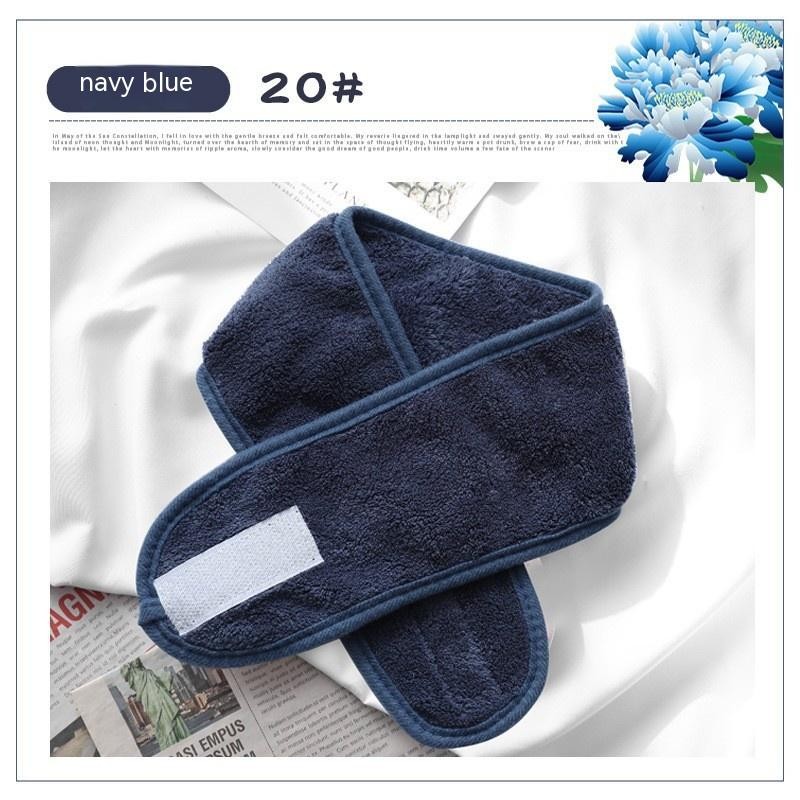 Banda para el cabello con velcro de terciopelo coral de color sólido para maquillaje