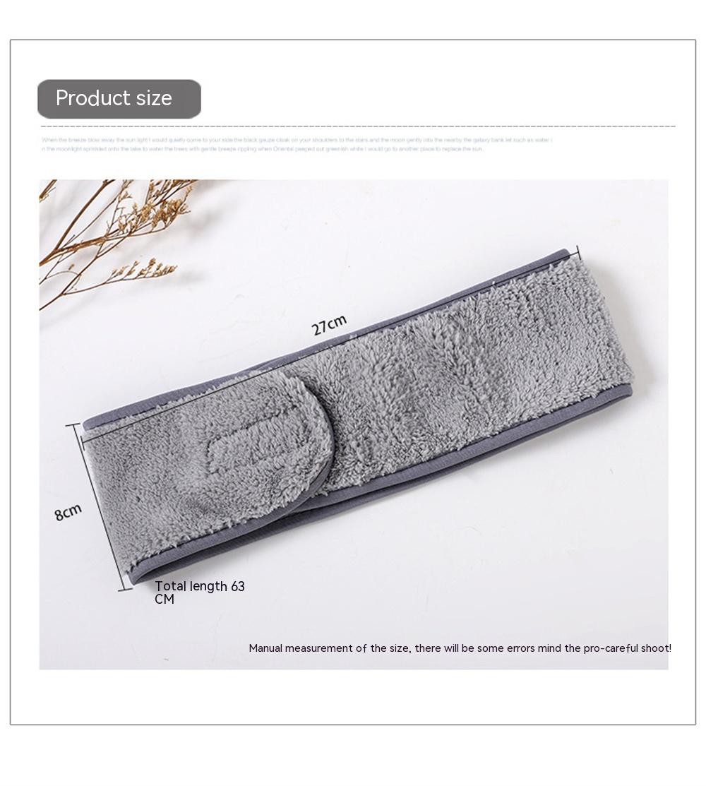 Banda para el cabello con velcro de terciopelo coral de color sólido para maquillaje