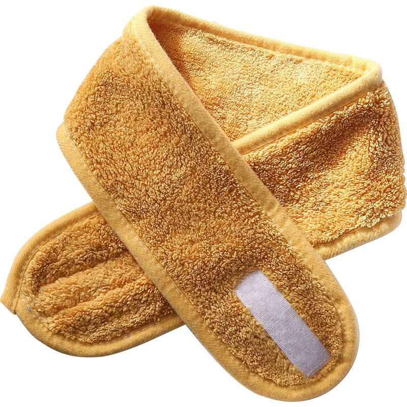 Banda para el cabello con velcro de terciopelo coral de color sólido para maquillaje