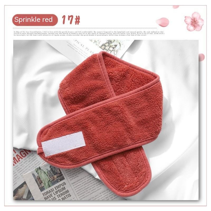 Banda para el cabello con velcro de terciopelo coral de color sólido para maquillaje