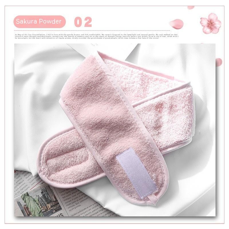 Banda para el cabello con velcro de terciopelo coral de color sólido para maquillaje