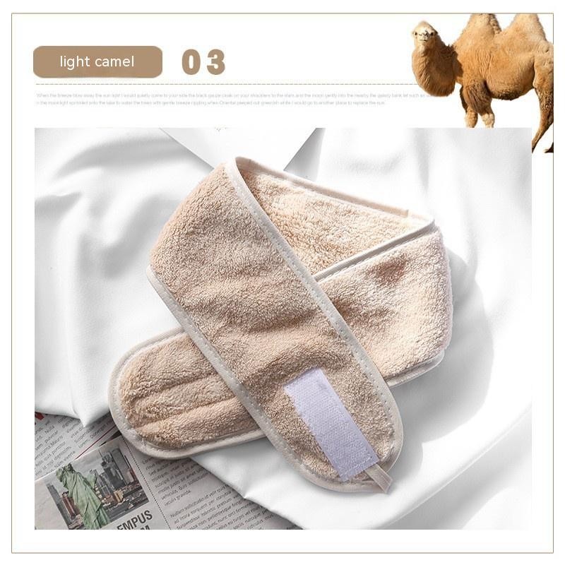 Banda para el cabello con velcro de terciopelo coral de color sólido para maquillaje