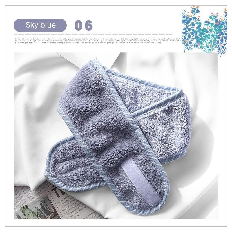 Banda para el cabello con velcro de terciopelo coral de color sólido para maquillaje