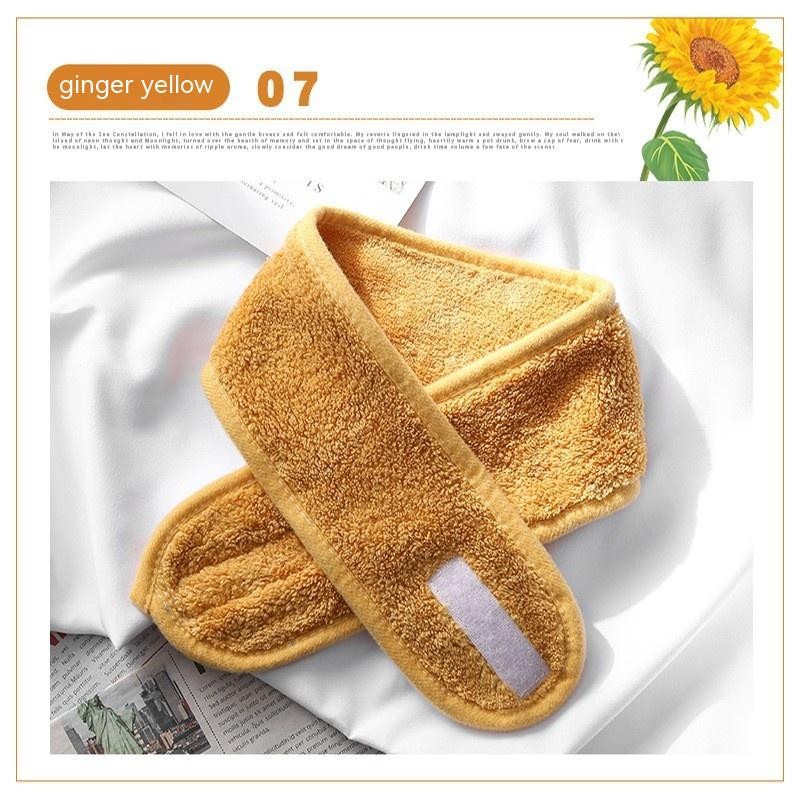 Banda para el cabello con velcro de terciopelo coral de color sólido para maquillaje