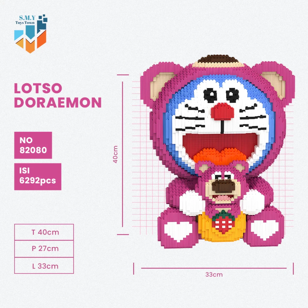 SMY Toystown Nano Blocks Lotso Bear Big Series Modelo 3D, Bloques de juguete apilables, Bloques de construcción DIY, Bloques gigantes con animación de bloques mágicos