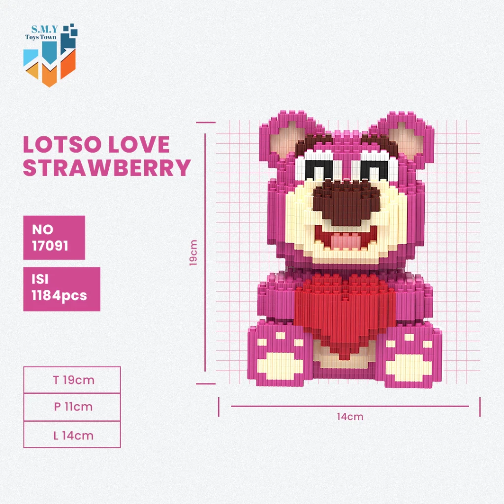 SMY Toystown Nano Blocks Lotso Bear Big Series Modelo 3D, Bloques de juguete apilables, Bloques de construcción DIY, Bloques gigantes con animación de bloques mágicos
