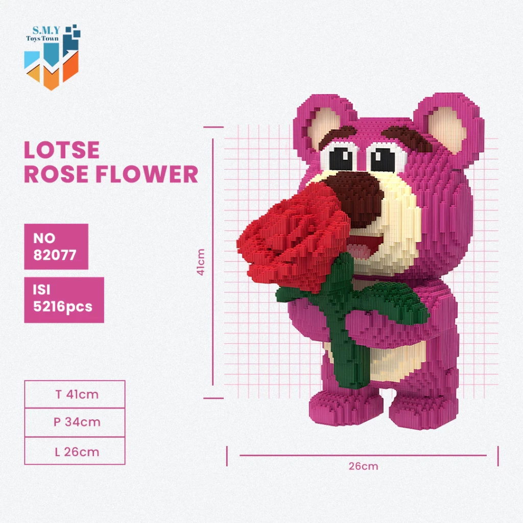 SMY Toystown Nano Blocks Lotso Bear Big Series Modelo 3D, Bloques de juguete apilables, Bloques de construcción DIY, Bloques gigantes con animación de bloques mágicos