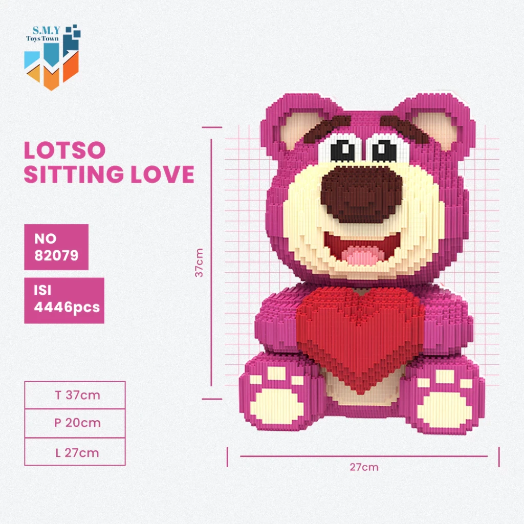 SMY Toystown Nano Blocks Lotso Bear Big Series Modelo 3D, Bloques de juguete apilables, Bloques de construcción DIY, Bloques gigantes con animación de bloques mágicos