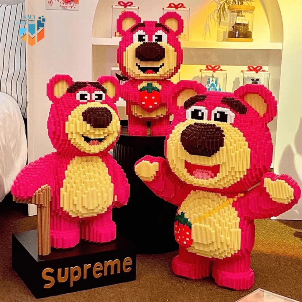 SMY Toystown Nano Blocks Lotso Bear Big Series Modelo 3D, Bloques de juguete apilables, Bloques de construcción DIY, Bloques gigantes con animación de bloques mágicos