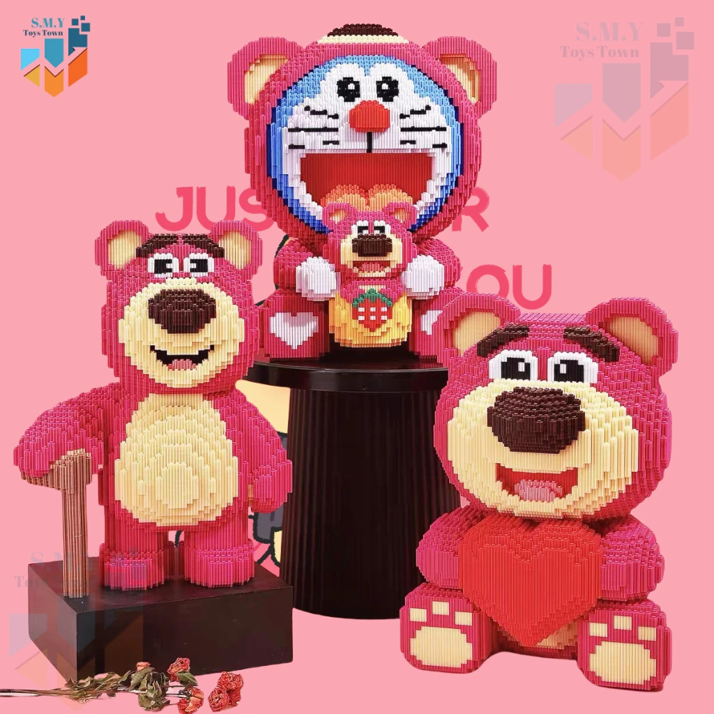 SMY Toystown Nano Blocks Lotso Bear Big Series Modelo 3D, Bloques de juguete apilables, Bloques de construcción DIY, Bloques gigantes con animación de bloques mágicos