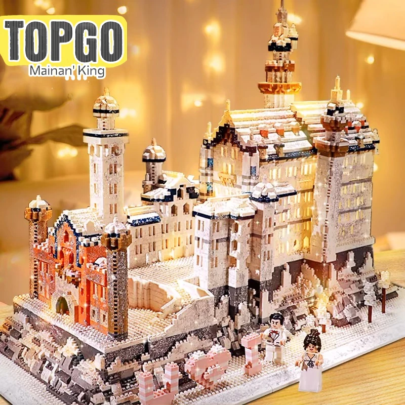 Castillo de juguete de nanobloques, regalo, princesa, palacio, construcción de bloques, lago de los cisnes, juguete apilable, castillo de ensueño