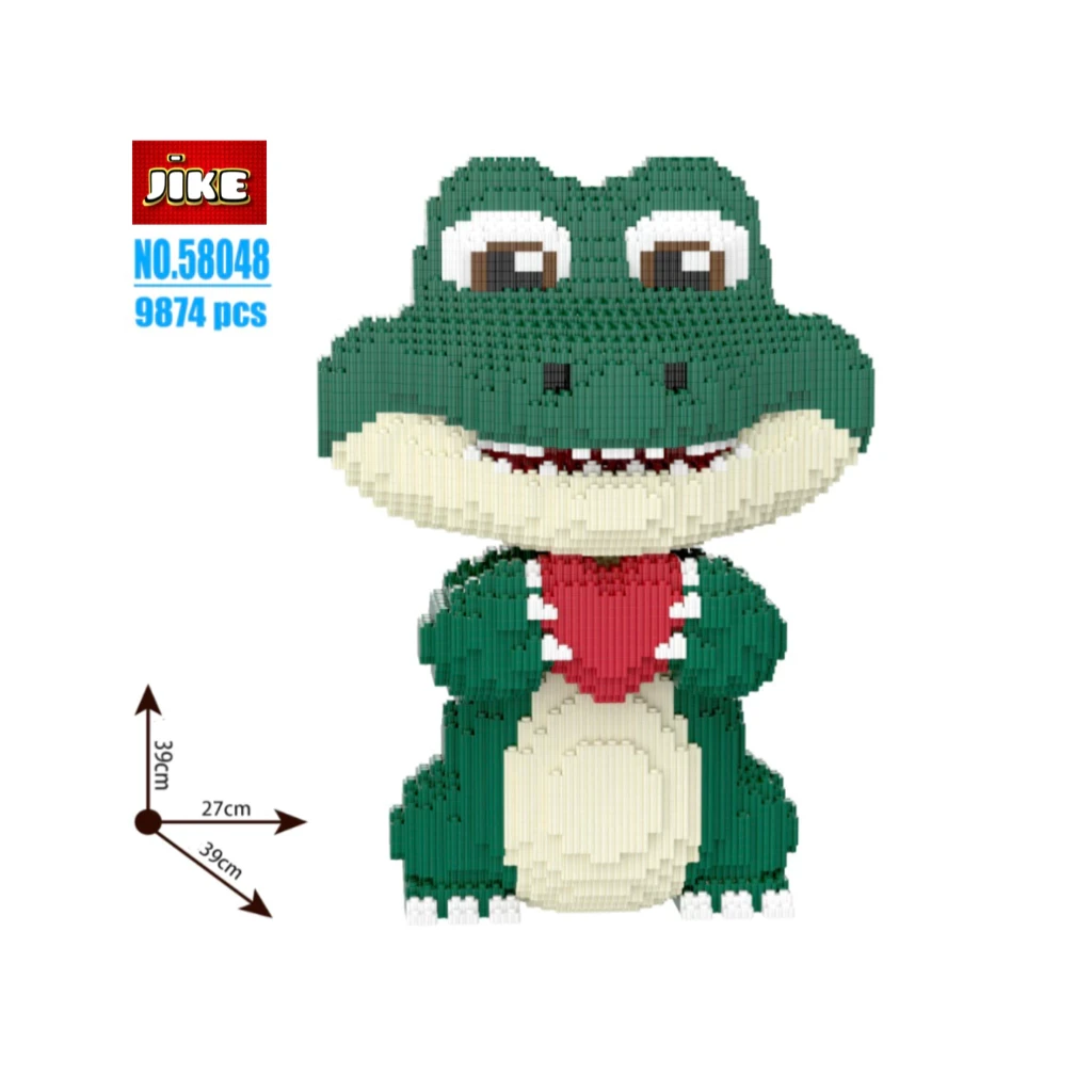 Bloques JiKE Nano Serie BIG, personaje Cocodrilo Amor, modelo 3D, bloques de juguete apilables Cocodrilo Amor