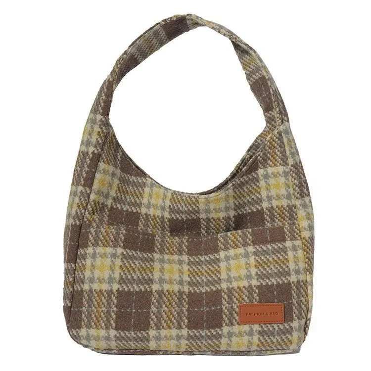 Nuevo bolso retro a cuadros de gran capacidad para mujer