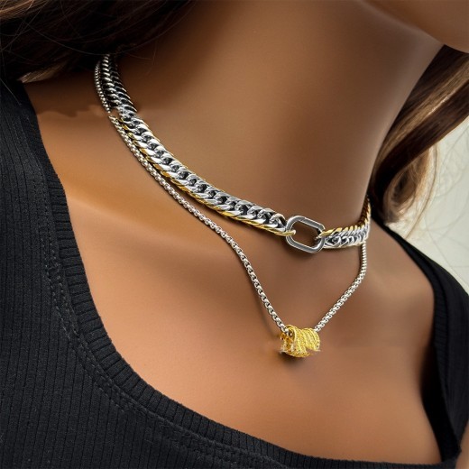 Collar de cadena de eslabones cubanos pulido a mano de 9 mm de ancho