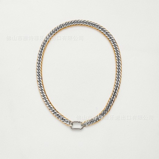 Collar de cadena de eslabones cubanos pulido a mano de 9 mm de ancho