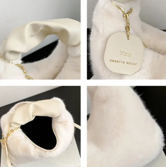 Bolso de invierno de peluche bonito para mujer