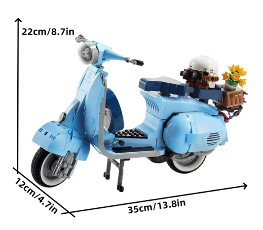 Bloques de construcción de motocicletas Vespas 125 de 2024 Technical Roman Holiday, modelo City MOTO, MOC 10298, juguetes para ensamblar, regalos para niños.