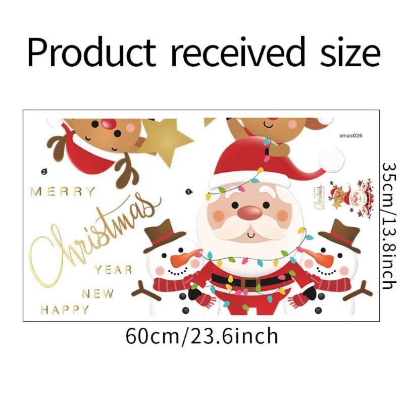 Pegatinas para puertas y ventanas con dibujos de Papá Noel, alce y muñeco de nieve