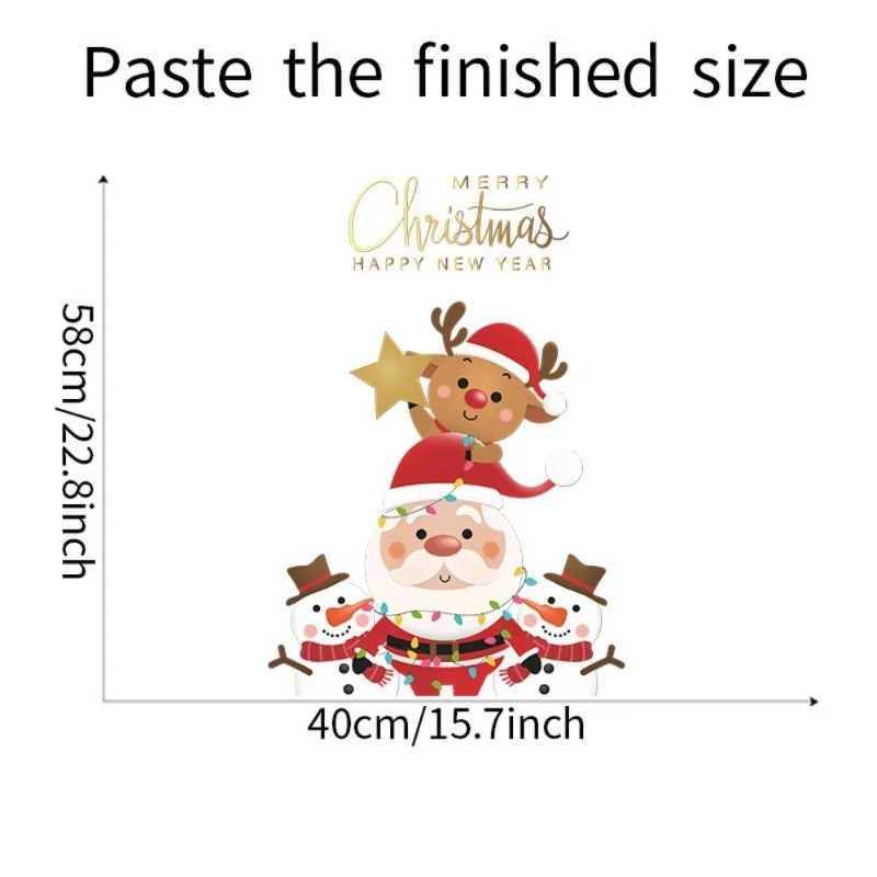 Pegatinas para puertas y ventanas con dibujos de Papá Noel, alce y muñeco de nieve