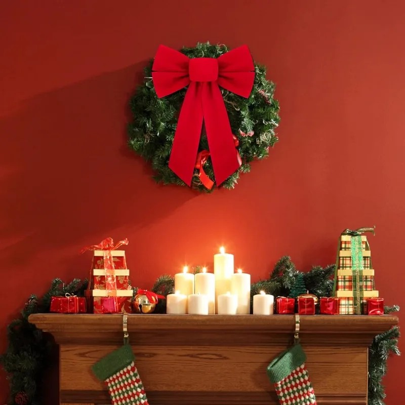 Adorno para árbol de Navidad con lazo rojo grande