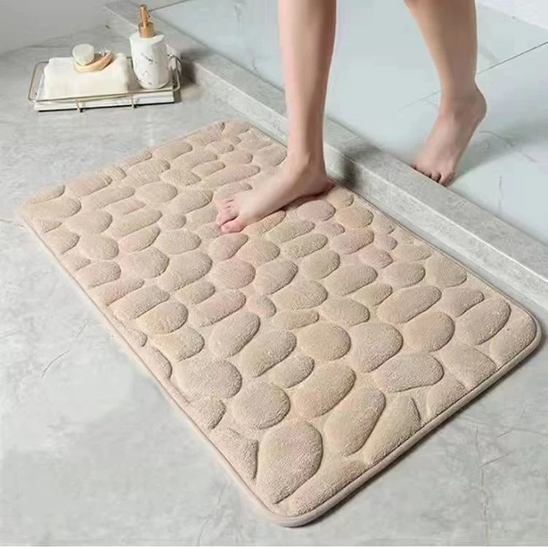 Alfombra de baño antideslizante 3D con relieve de adoquines