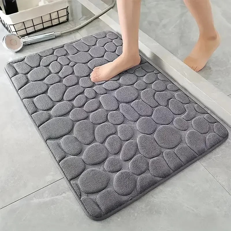 Alfombra de baño antideslizante 3D con relieve de adoquines