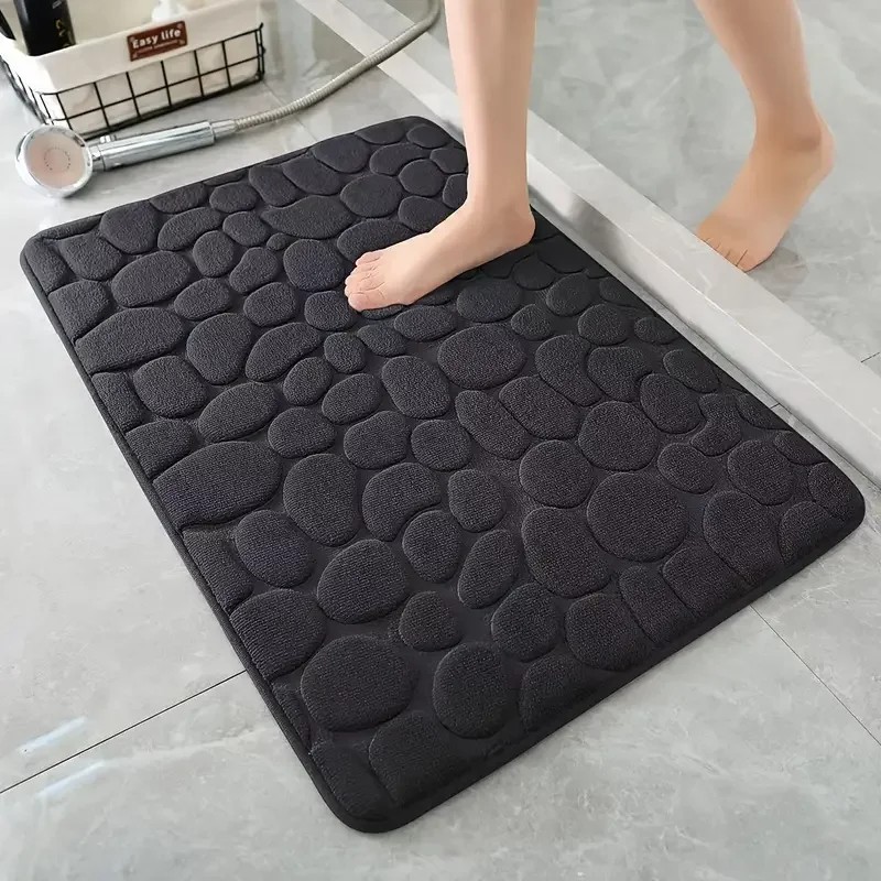 Alfombra de baño antideslizante 3D con relieve de adoquines