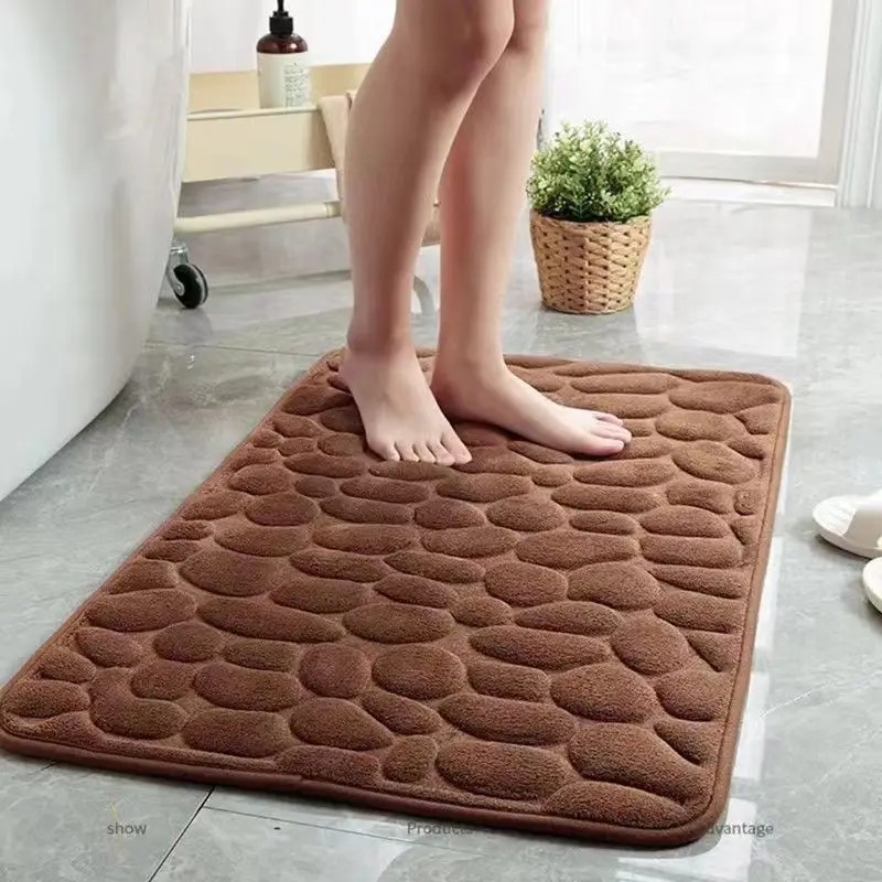 Alfombra de baño antideslizante 3D con relieve de adoquines