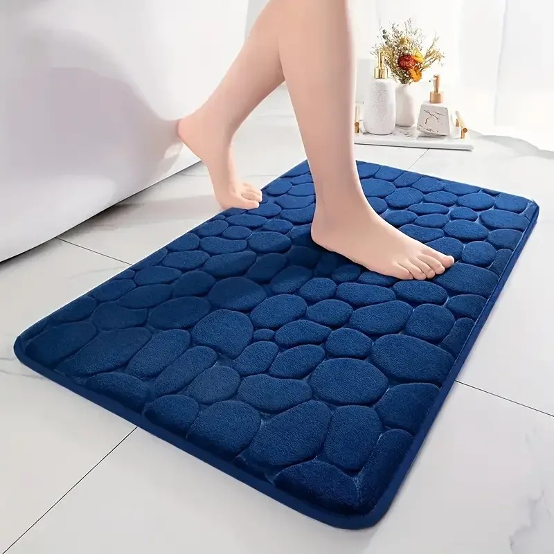 Alfombra de baño antideslizante 3D con relieve de adoquines