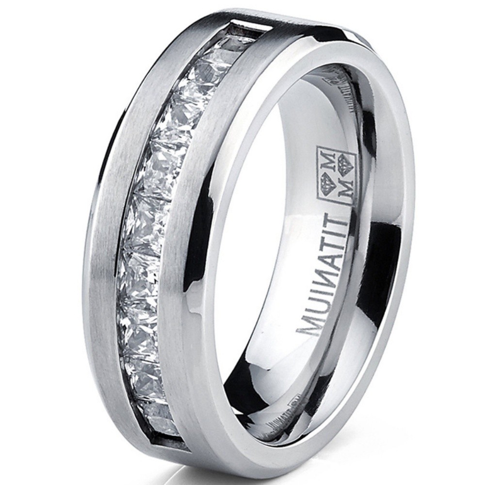 Anillos de acero inoxidable bañados en plata para hombre