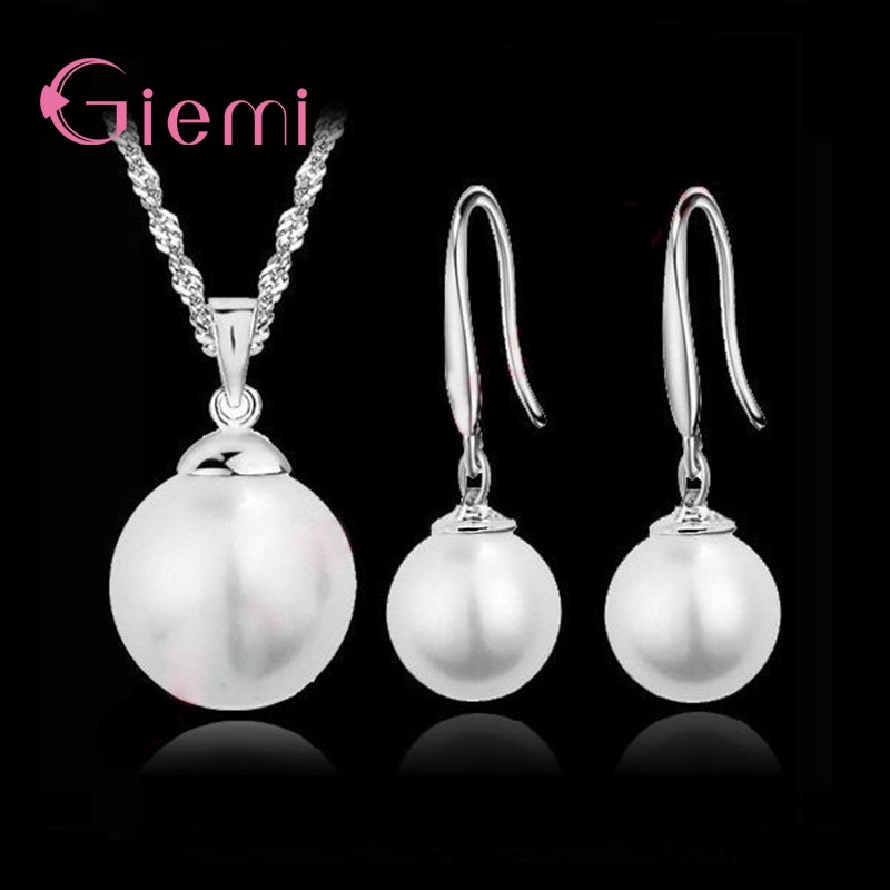 Collar con colgante de perla de agua dulce, conjunto de joyas de plata de ley 925 auténtica para mujer