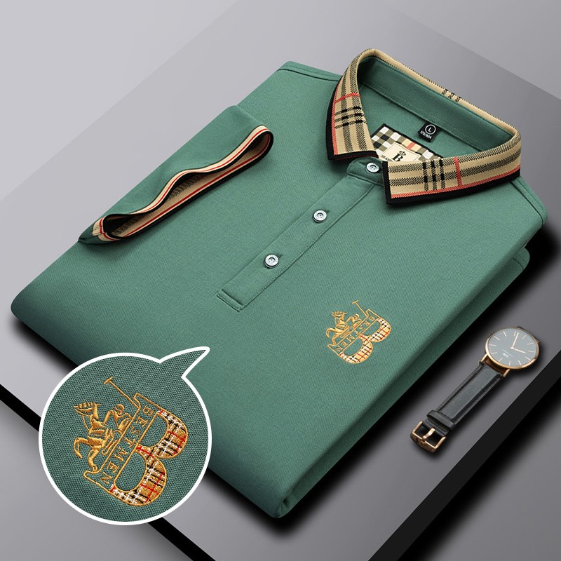 Polo de algodón puro con bordado de paleta para hombre