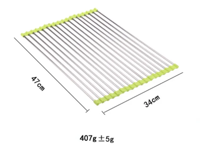 Escurridor de fregadero de cocina plegable de acero inoxidable