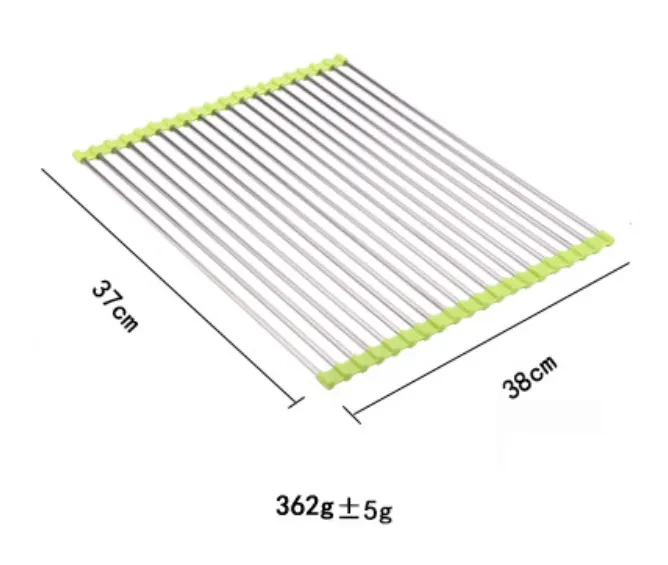 Escurridor de fregadero de cocina plegable de acero inoxidable