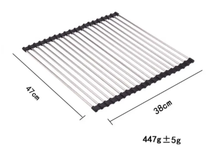 Escurridor de fregadero de cocina plegable de acero inoxidable