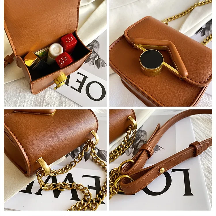 Bolso bandolera retro elegante, pequeño y cuadrado, combinable con todo.