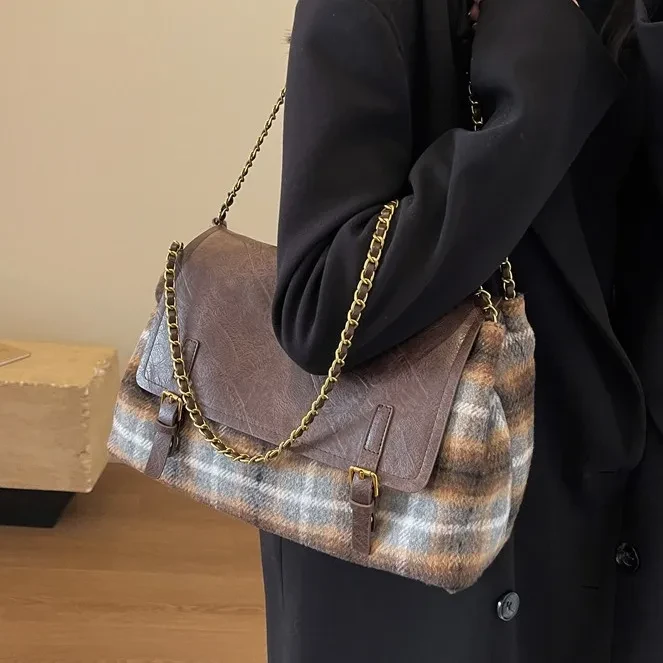 Nuevo bolso de hombro retro con cadena de gran capacidad para mujer