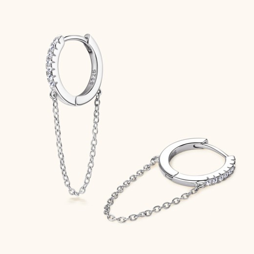 Pendientes de diamantes brillantes con personalidad de moda, cadena con borlas, aretes