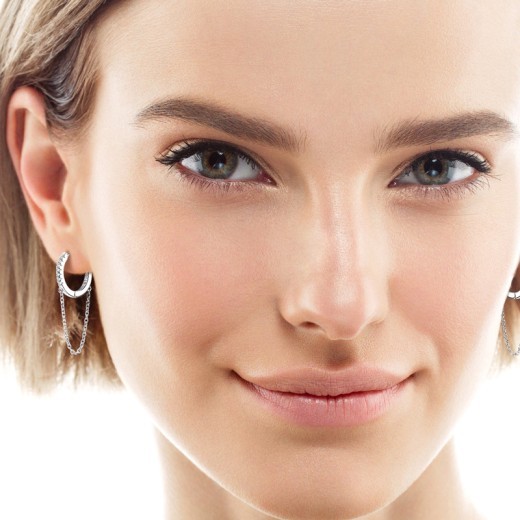 Pendientes de diamantes brillantes con personalidad de moda, cadena con borlas, aretes