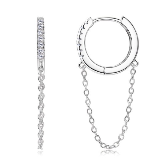 Pendientes de diamantes brillantes con personalidad de moda, cadena con borlas, aretes