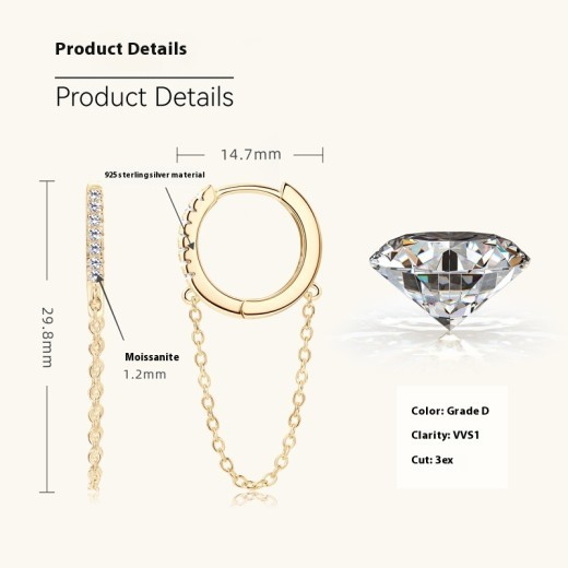 Pendientes de diamantes brillantes con personalidad de moda, cadena con borlas, aretes
