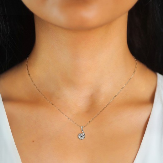 Collar de moissanita de 6 palabras para mujer, de plata 925 de alta calidad y combinable.