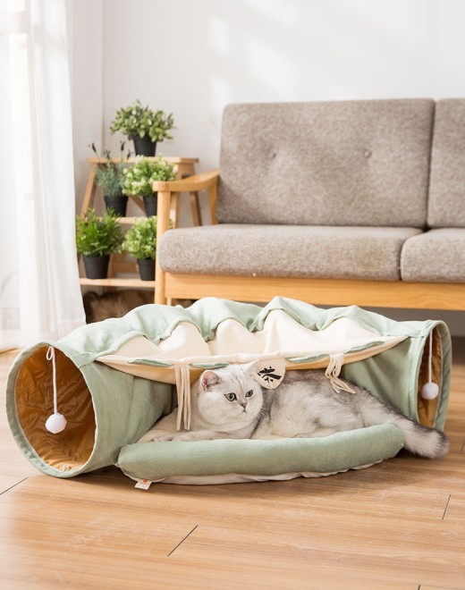 Túnel plegable para gatos, duradero, lavable y plegable.