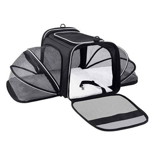 Transportín para gatos, aprobado por aerolíneas, expandible, plegable, suave, con puertas abiertas, cintas reflectantes, bolsa de viaje para gatos.