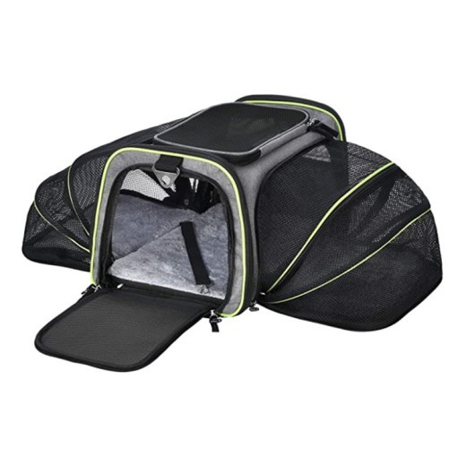 Transportín para gatos, aprobado por aerolíneas, expandible, plegable, suave, con puertas abiertas, cintas reflectantes, bolsa de viaje para gatos.